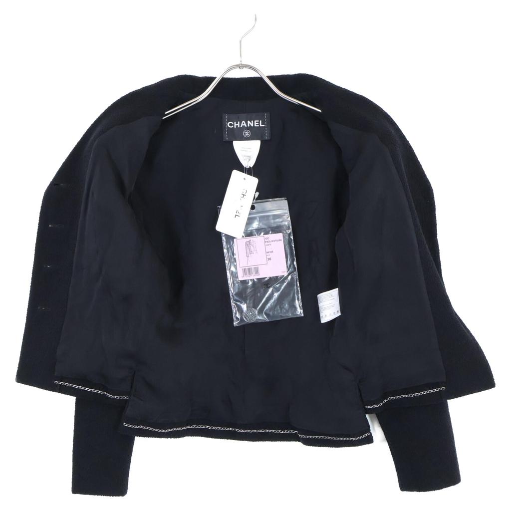 CHANEL [ ] 12C P42616V18196 Rhinestone Button Pile Jacket 36 blackUsed