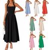 Women's Halter Sleeveless Midi Dress Loose Fit High Waist Casual Solid Color Sundress
