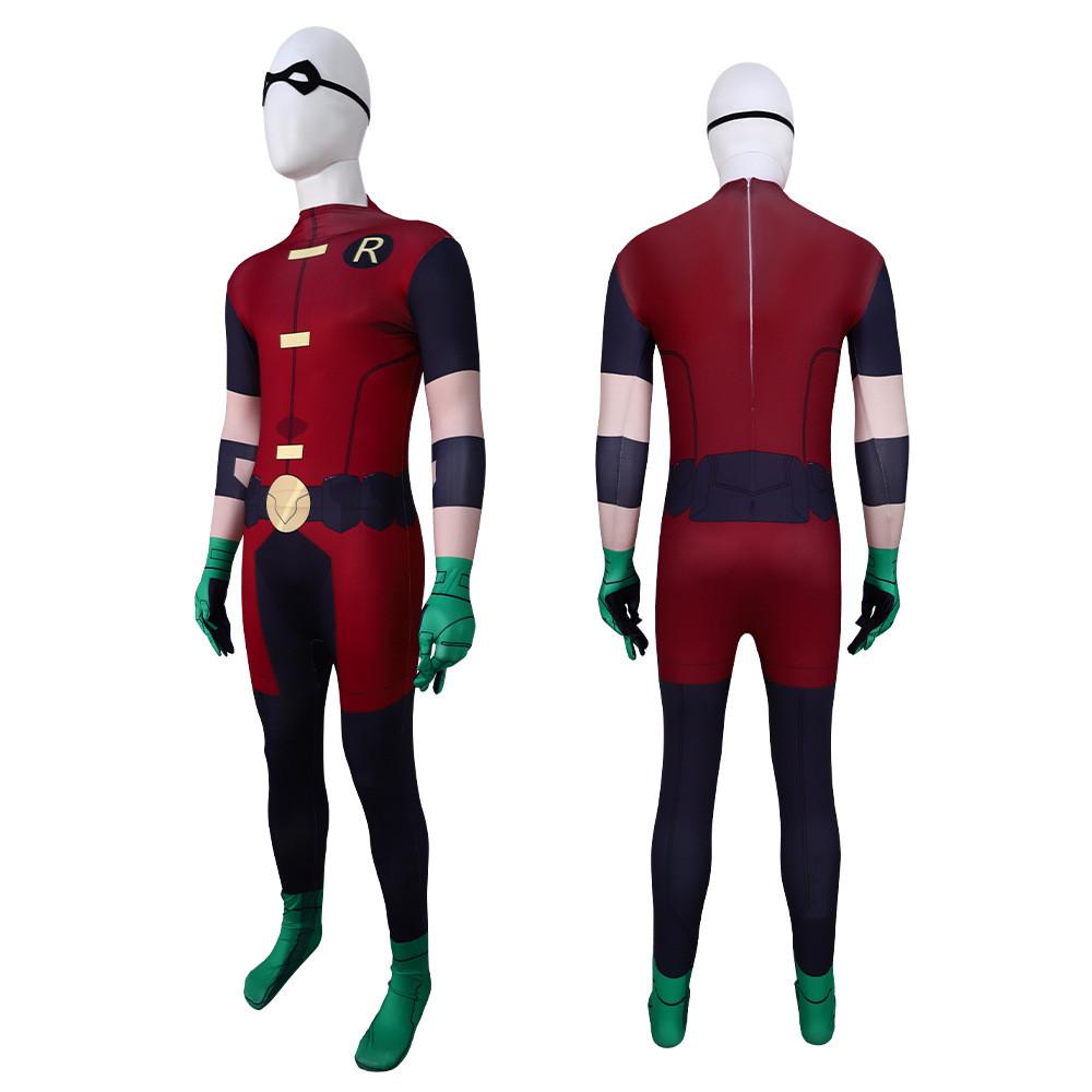 Superhero Jumpsuit Robin With Eye Patch Cloak For Halloween Cosplay Party And
