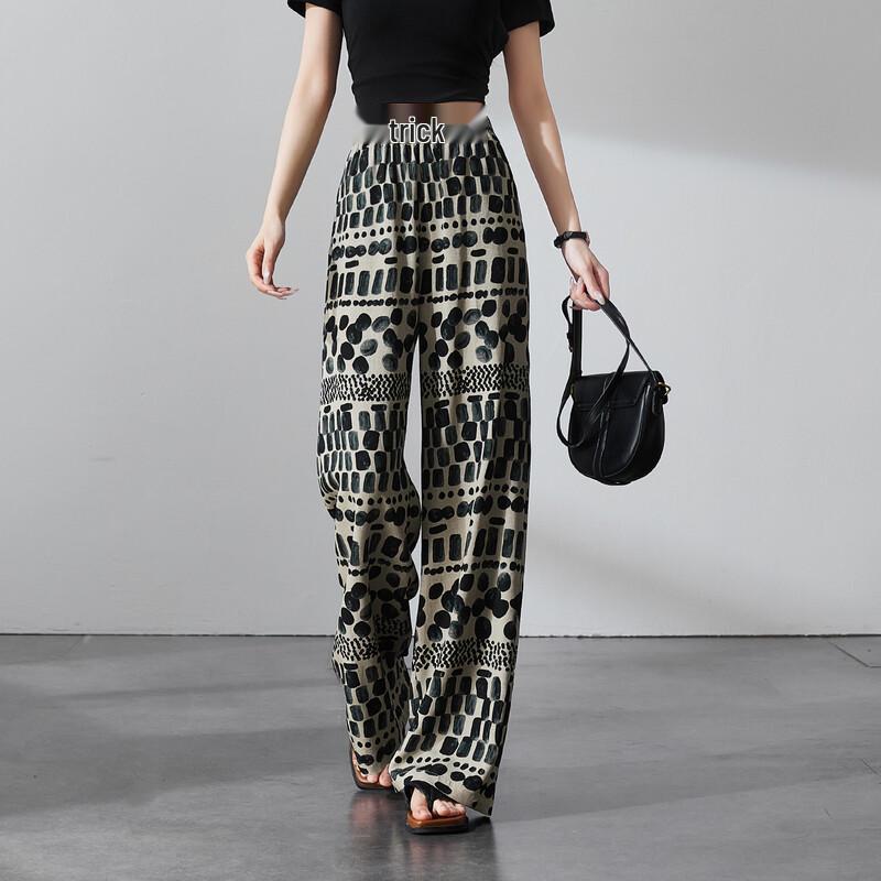 SOFSIL 2026 Summer Printed Loose Straight-Leg Pants 27/M