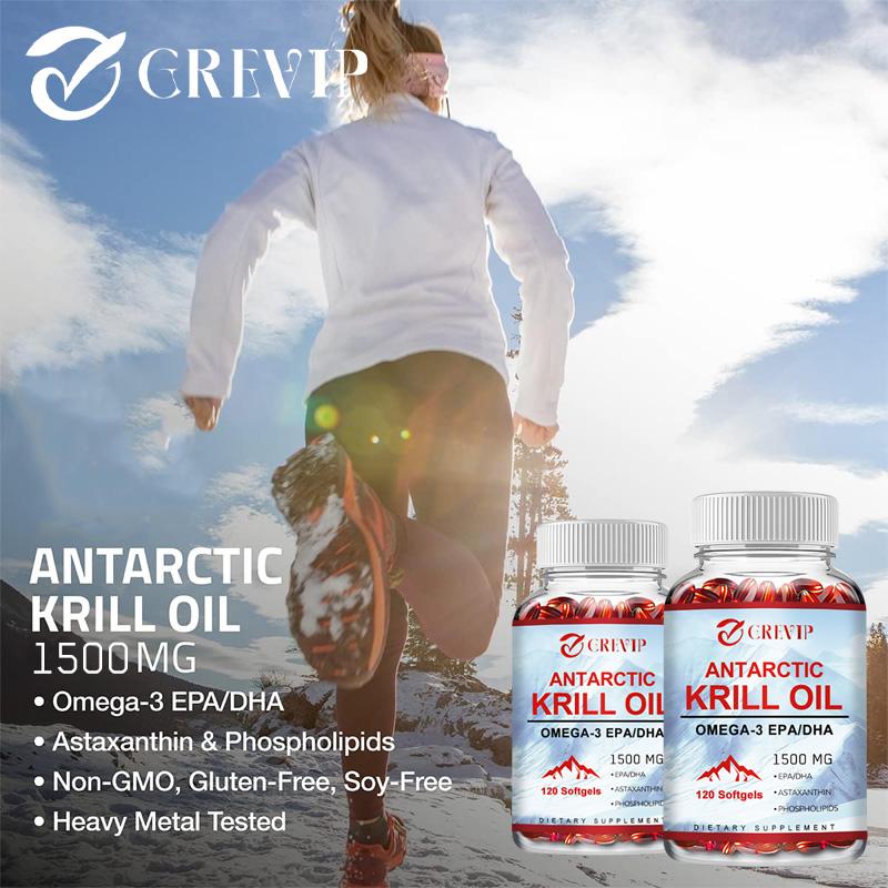 High-content Antarctic Krill Oil Extract Soft Capsules, Gluten-free, Suitable for Both Men and Women, 120 Capsules.