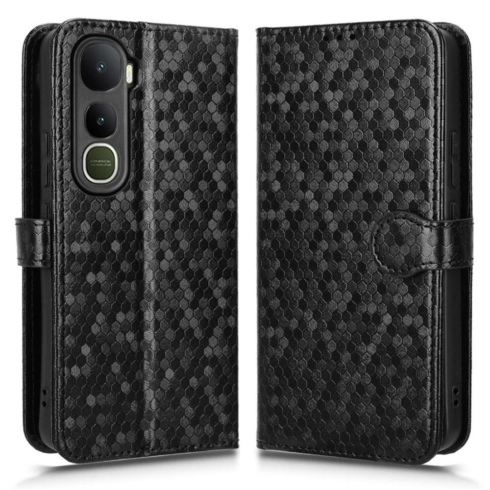 For vivo Y400 5G Wallet Case Dot Pattern Imprint PU Leather Phone Cover with Wrist Strap