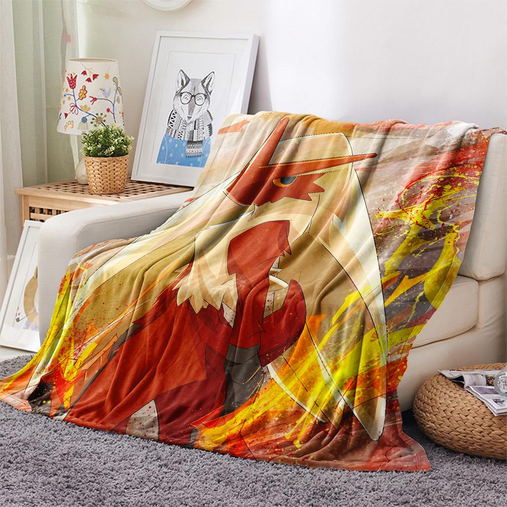 Blaziken Print Flannel Blanket, High Quality Comfortable for All Seasons, Home Decor, Warmth and Comfort