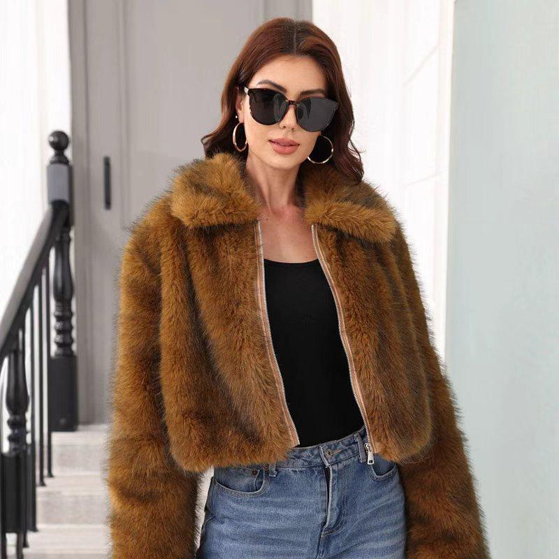Imitation fur coat new European and American imitation fur coat manufacturer Haining short imitation fur outside