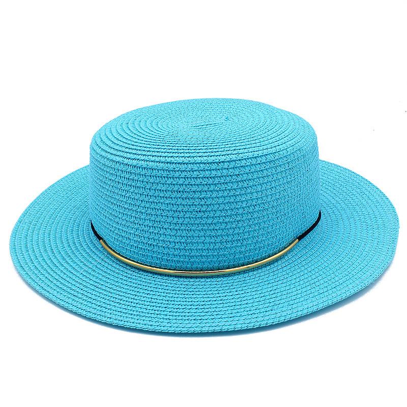High quality Panama straw hat women's flat top visor spring and summer outing beach hat straw gentleman's hat