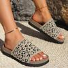 Fashion Fashion Plus Size 35 43 Color Block Round Head Thick Bottom Beach Slippers For Women New Summer 2025 Casual Footwear Leopard