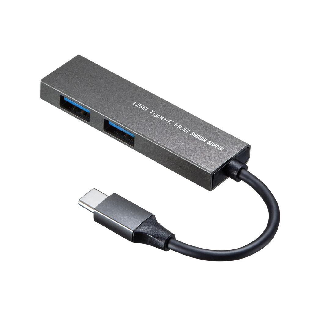 Sanwa Supply USB Slim Hub Silver Type-C 2-Port USB-3TCH24SN