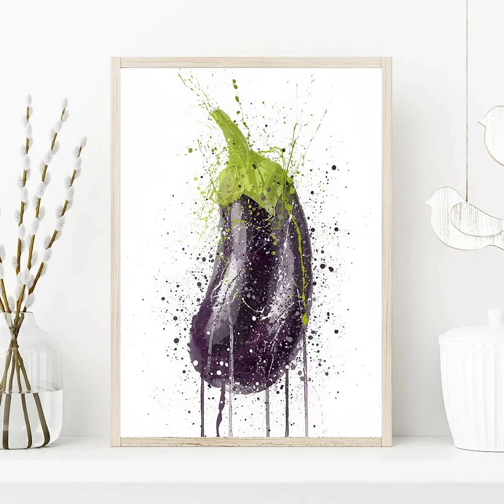 Simple Watercolor Vegetables Botanical Canvas Painting Wall Art Pictures Food Posters Art Prints Living Room Kitchen Home Decor