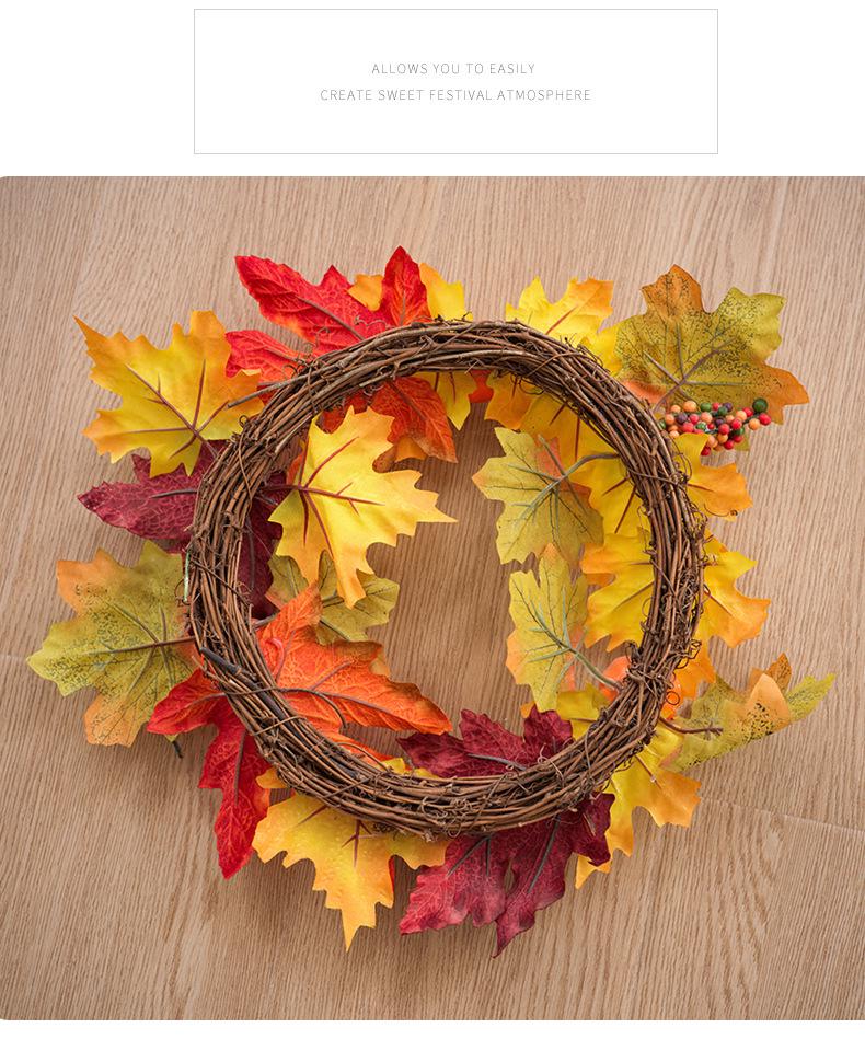 2026 Autumn Halloween Berry Pumpkin Wreath, Home & Door Decoration Vine Ring for Thanksgiving
