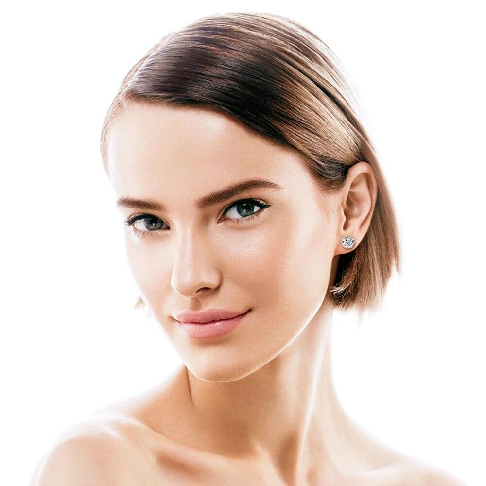 Vergoldete 18K Gold 925 Sterling Silber VVS1 3EX 2CT Runde echte Moissanit Diamant Ohrstecker Edler Schmuck