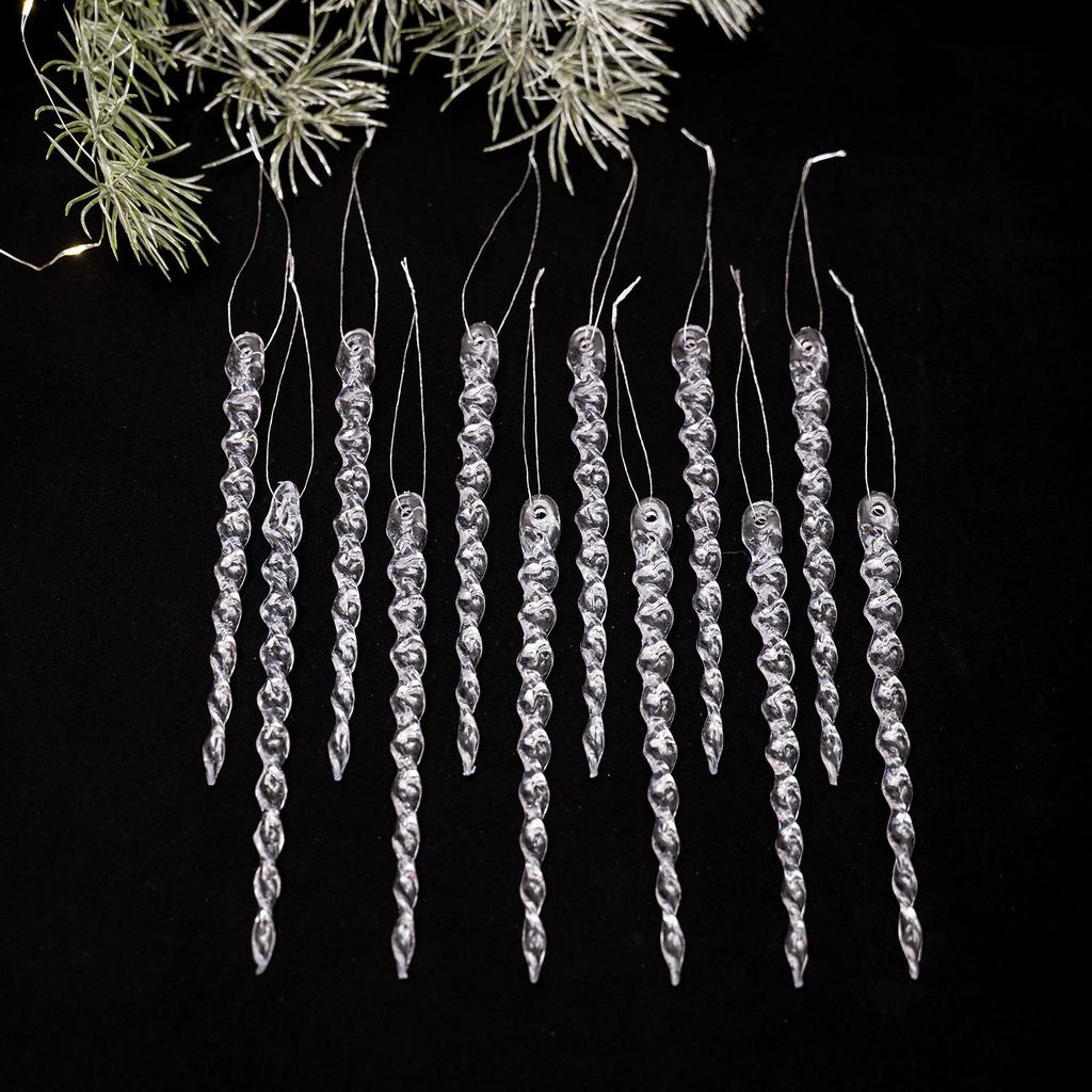 Christmas Icicle Ornaments, Artificial Ice Strip Hanging Decorations for Holiday Tree and Home Decor