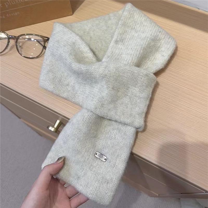 New Japanese and Korean Style Wool Knitted Blended October Siege Winter Piercing Earring Small Scarf Versatile Warm Neck Scarf