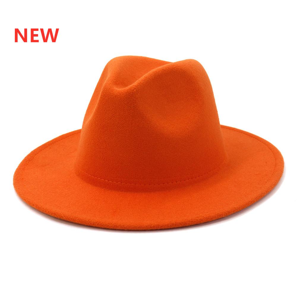 

Classic British Fedora Hat Men Wome Orange Woolen Winter Felt Hats Fashion Jazz Hat Wholesale NEW 2020 56-58CM