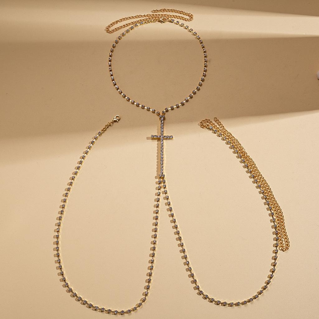 Diamond cross chest chain sweater chain personalized fashion light luxury necklace