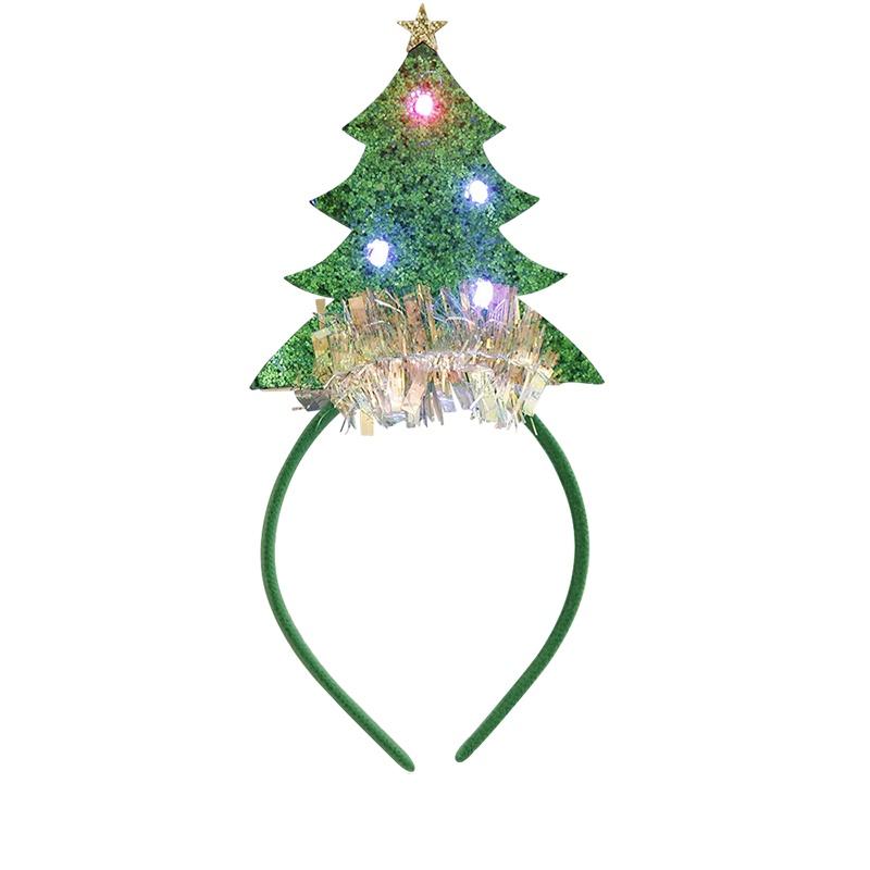 

Festive Christmas Tree Headband With Glowing Antlers For Kids StyleI