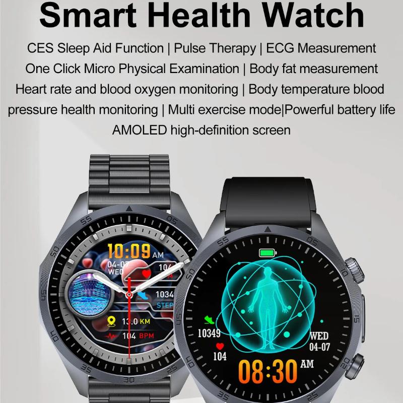 2025 NEW Pulse Therapy Smart Watch Sapphire Glass Screen ECG+PPG Blood Fats Uric Acid BT Call Sports Health Watches for Huawei