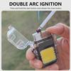 Outdoor Waterproof Mini COB Keychain Flashlight Pocket Dual Arc Lighter Type-C Rechargeable 3 Lighting Modes for Camping Multifunctional Work Light
