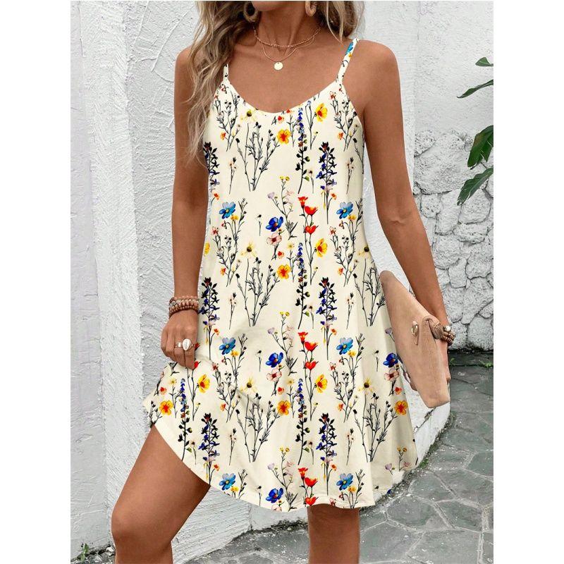 Summer Women Slip Dress Sexy Print Ladies Skirt Summer Print Suspender Skirt