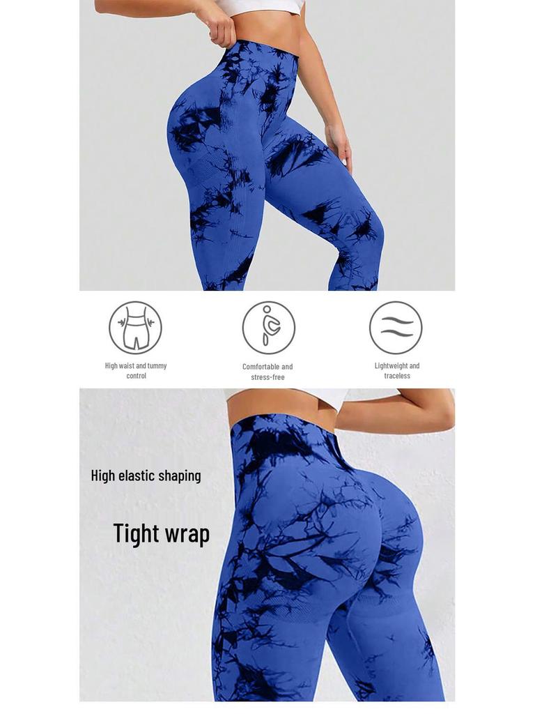Leggings de Yoga Taille Haute Tie-Dye pour Femmes - Pantalon de Sport Sans Coutures Push-Up