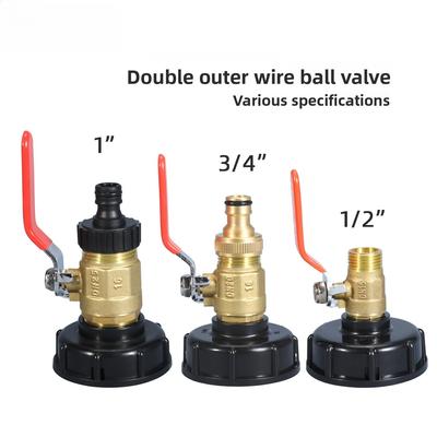 S60 Til 1/2 3/4 1 tomme Udvendigt Gevind Kobling Messing Ventil IBC Tankhane Adapter Nippel Have Slange Hurtigkobling Tankventil