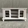 1:12 Dollhouse Double Door TV Cabinet, Miniature Wooden White Storage Unit for DIY Dollhouse, Micro Furniture Decor