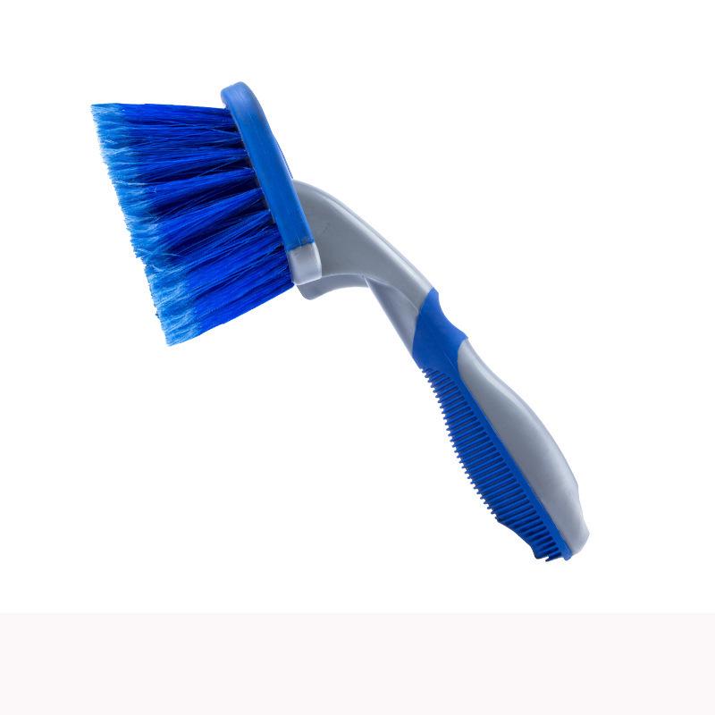 Long Handle Blue Wheel Brush for Car Wash & Cleaning - Soft Bristles, T-Type Tire Brush for Hard-to-Reach Areas