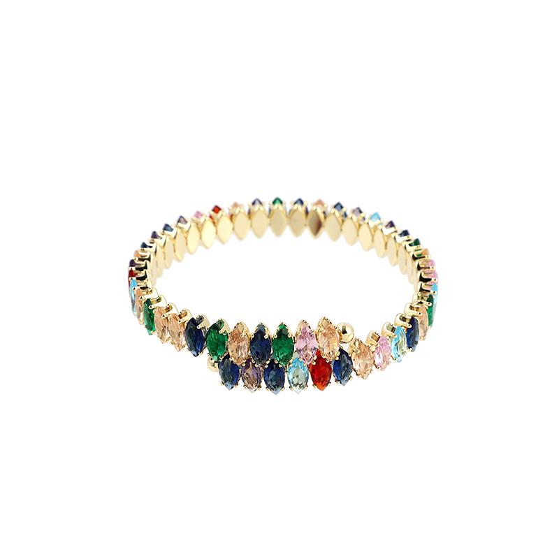 Rainbow CZ Cuff Bracelet For Women Adjust Size Silver Gold Bohemia Summer Beach Hot Jewelry Multicolor Bracelet For Wedding