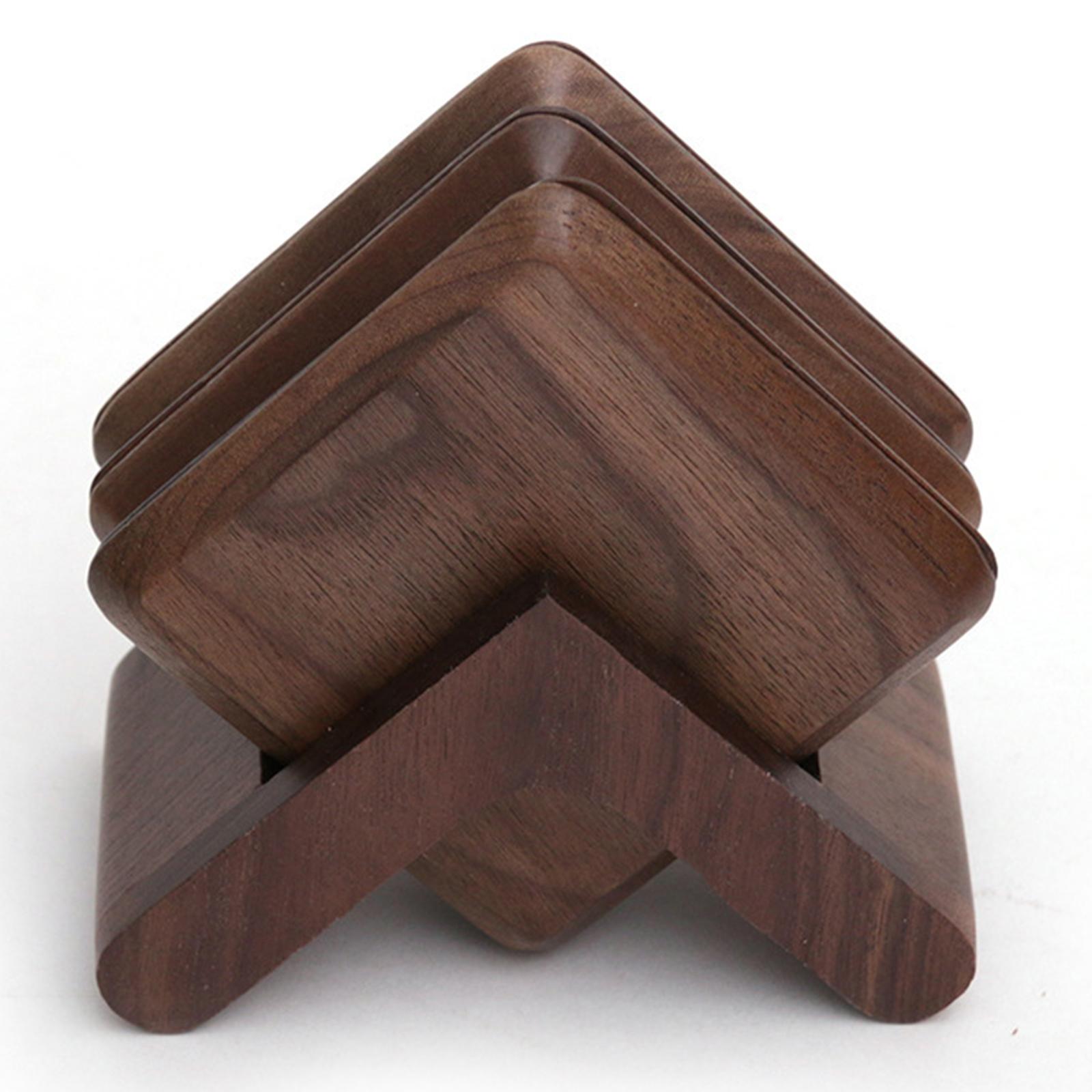 Handmade Dinner Decor (Set of 6) Coaster - Wooden Drink Coaster with Holder - 3.5  Absorbent Wood Coaster Centerpiece for Table