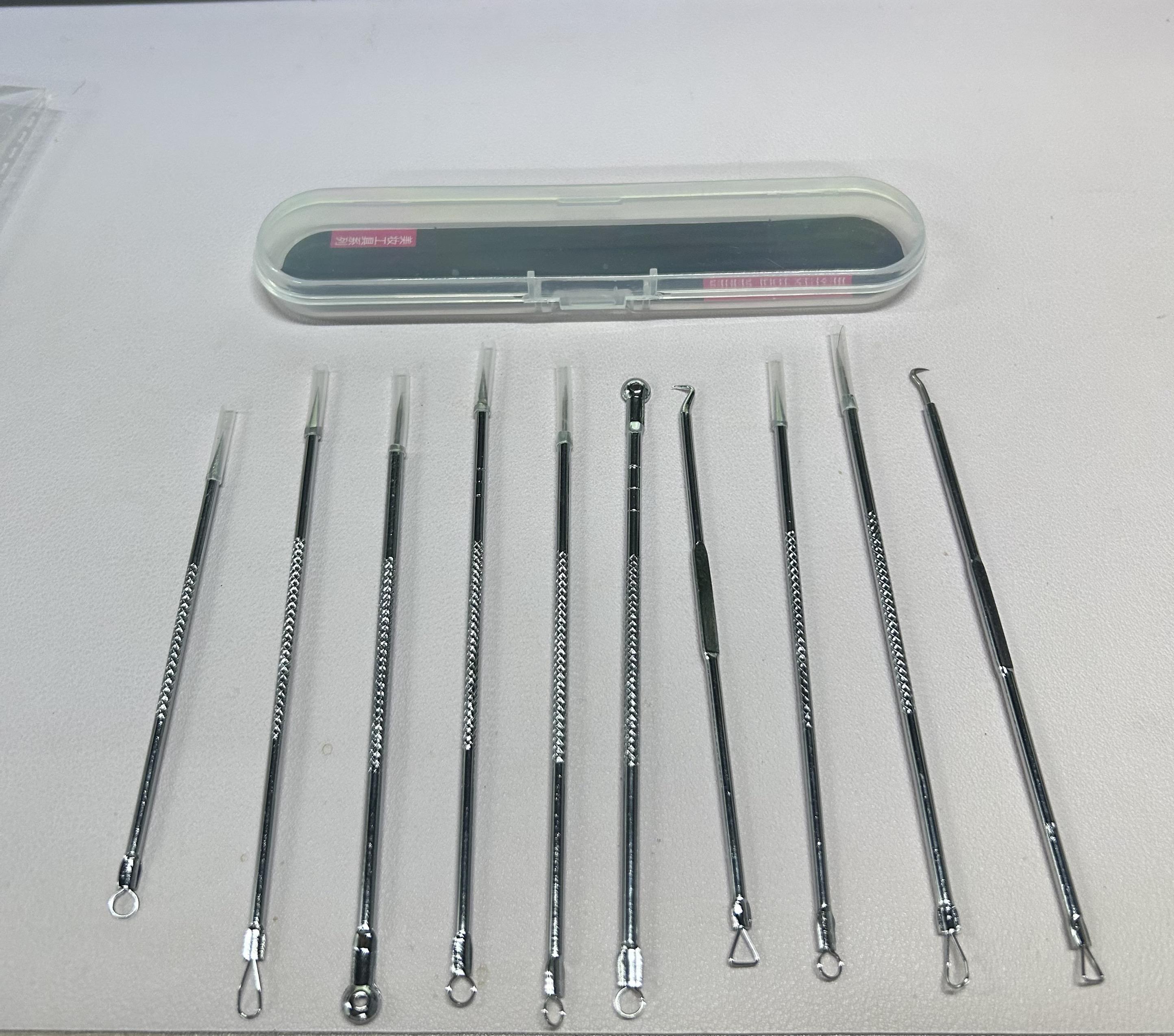 11Pcs Acne Pimples Blackhead Remover Clip Ultra-fine Tweezers Black Dots Blackhead Extractor Acne Needle Facial Cleaner Skin