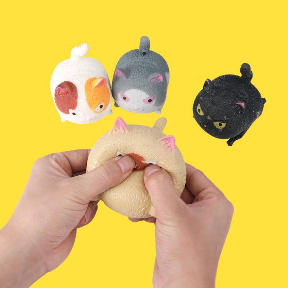 Creative Soft Rubber Angry Cat Tofu Squishy Ball For Adult Office Break Road Trip Daily Portable Stress Relief Vent Accessory