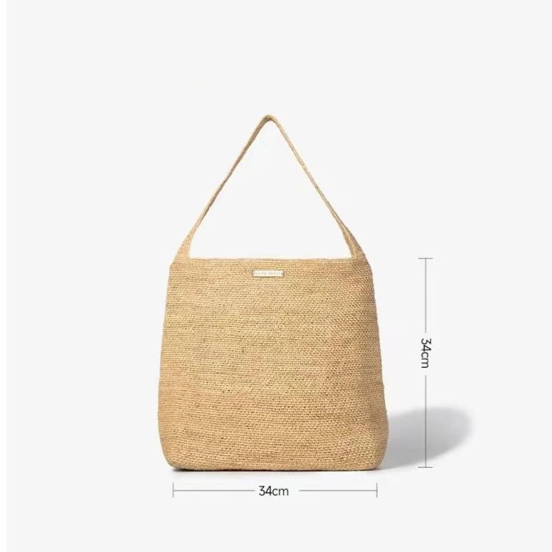 

Премиальная плечевая сумка из рафии ручной работы, простая плетеная сумка, дорожная сумка-тоут, модная соломенная сумка для женщин 34cm*34cm