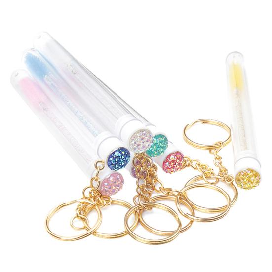 Yousheng 1 Set Eyelash Brush with Rhinestone Buckle Fashion Special Pipe Cosmetic Tool Plastic Faux Crystal Eyelash Brush for Female