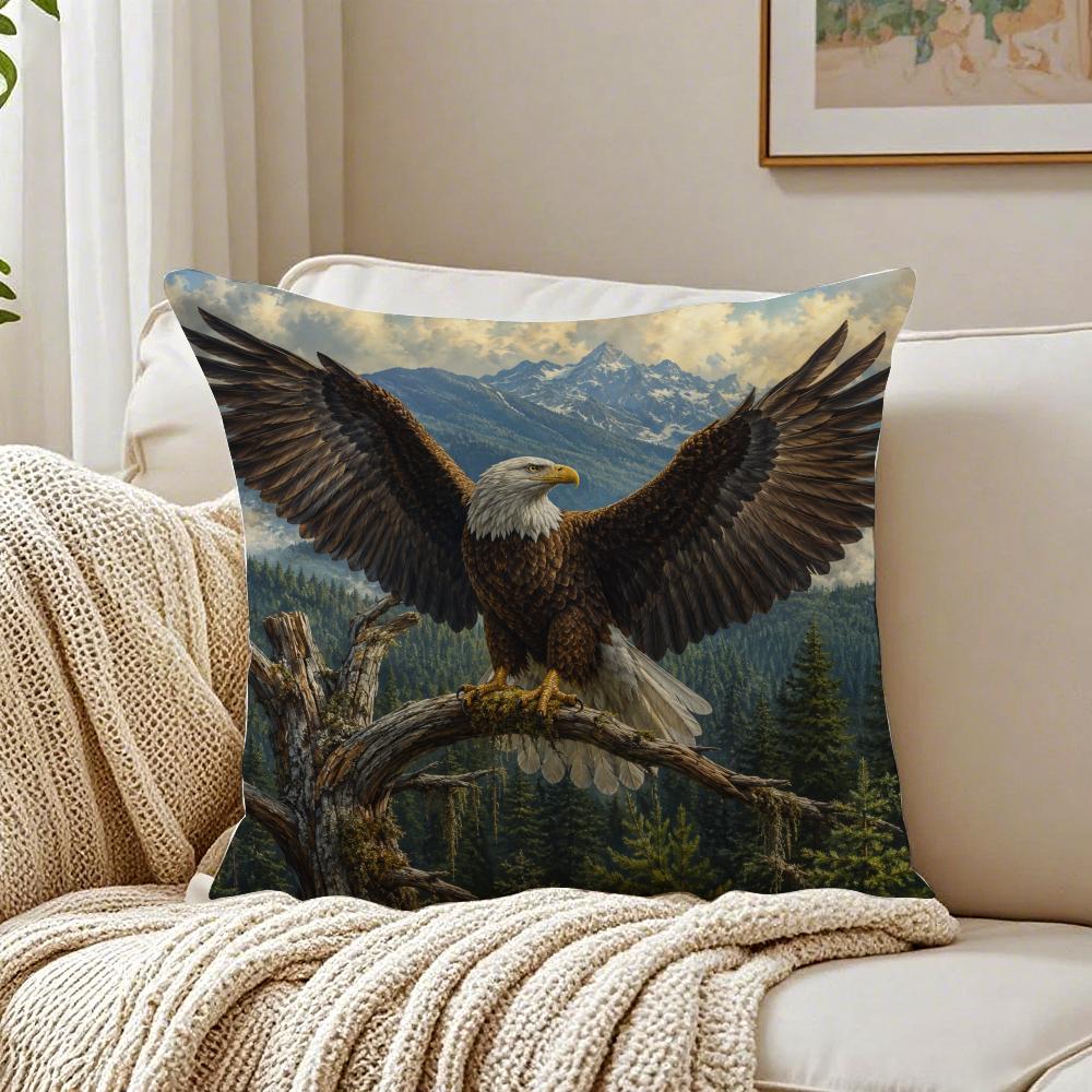 AMERICAN BALD EAGLE Wildlife Cushion Cover Breathable Organic Cushion Covers Machine Washable WrinkleResistant Soft Durable