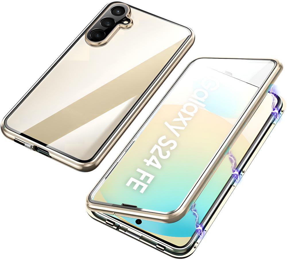 Samsung Galaxy S24 FE Case, Magnetic Dual Glass, Gold