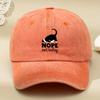 [Black Cat Baseball Cap] Adjustable Breathable Black Cat "Nope" Cartoon Print Baseball Cap | Vintage Washed Soft Top, Sun Hat Fo