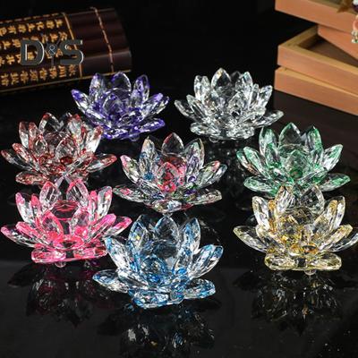 Lotusfigur aus Kunstkristall, Glas-Bastelkollektion, klare Lotus-Tischdekoration, Lotus-Briefbeschwerer für Glück, Frieden, Schreibtisch-Dekor