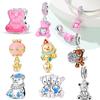 Coppercharms Pink Gold Bear Jewelry Making Rose Heart Beads For Bracelets Pendant Necklace Accessories