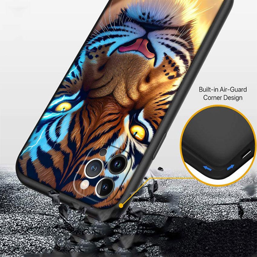 FM3 Tier Wolf Tiger Löwe Soft Shell Handyhülle für iPhone 16 15 14 13 12 Pro Max Plus Mini