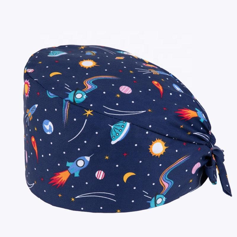 2021 Hot Sale Pharmacy Doctor Hospital Uniform Fashion Printing Scrub Pet Grooming Doctor Work Hat Cotton Medical Nurse Hats