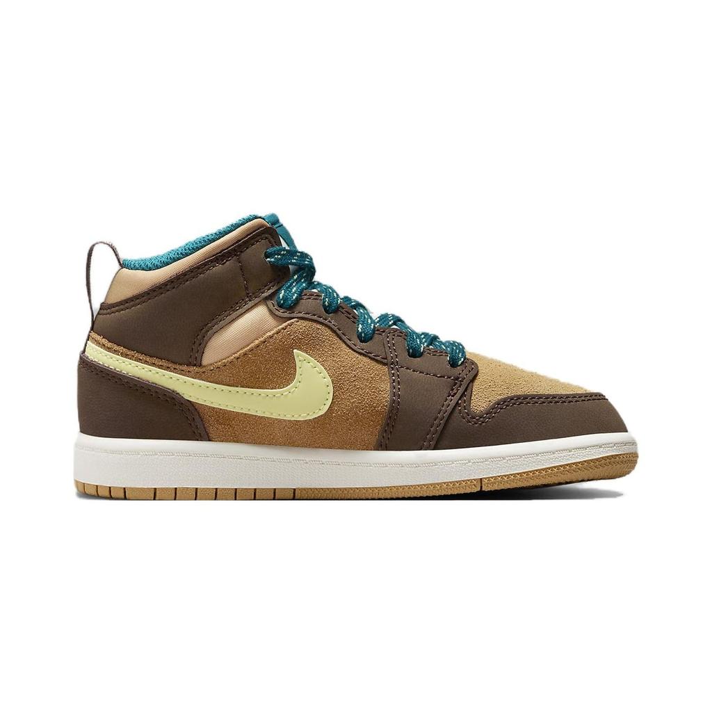 Air Jordan 1 Mid SE PS Cacao Wow Luminous Green Ale Brown Twine Sail Geode Teal DZ6338-200