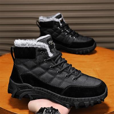 Herren Schneestiefel Neuer Winterstil Plus Samt zum Warmhalten und Trendy High-Top Outdoor Wandern Dicke Baumwollschuhe Plateau-Stiefel