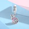 WOSTU Sweet Girl Jewelry Gift 925 Sterling Silver Birthday Cake Bear Charm Pink Telephone Bead Perfume Bottle Pendant Necklaces