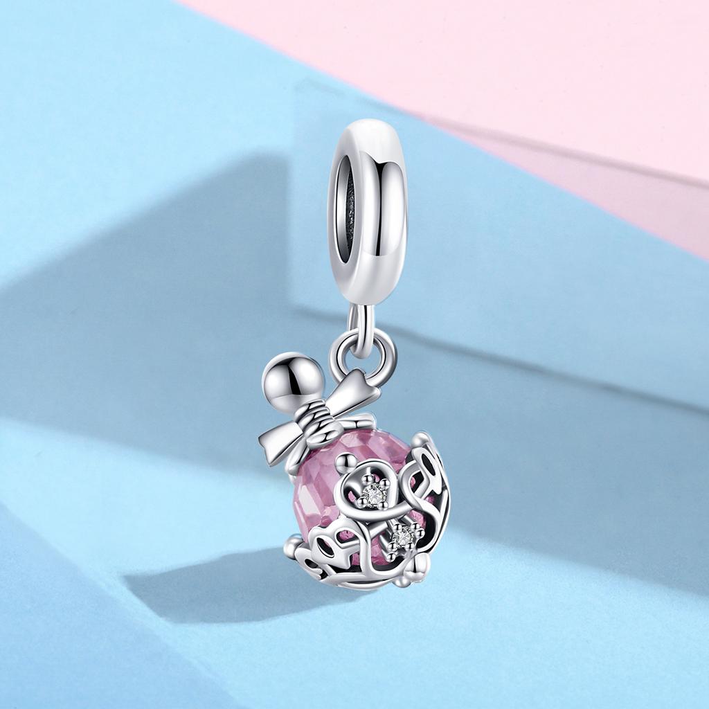 WOSTU Sweet Girl Jewelry Gift 925 Sterling Silver Birthday Cake Bear Charm Pink Telephone Bead Perfume Bottle Pendant Necklaces