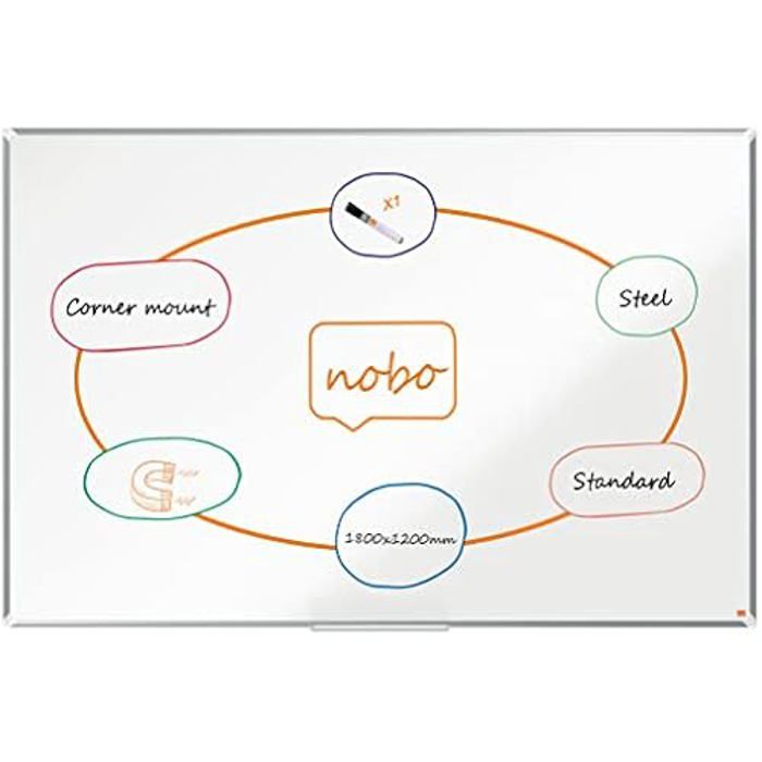 Tableau Blanc Acier Magnétique Nobo - 1800 X 1200mm - Cadre Aluminium - Montage Mural