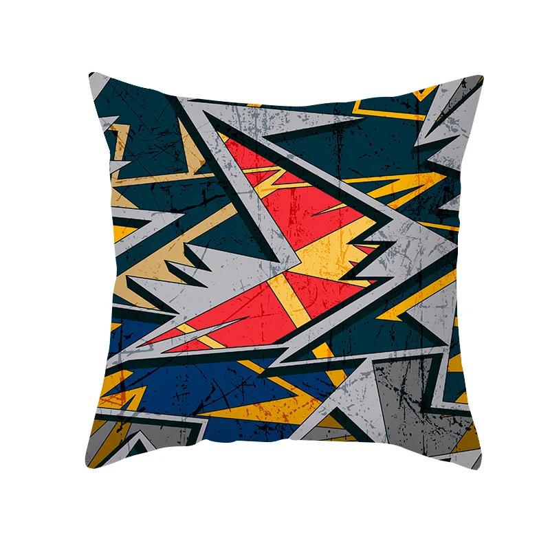 Sofa Office Chair Cushion Cover Luxury Comfortable Flower Pillow Retro Abstract Geometric Printing Pillowcase