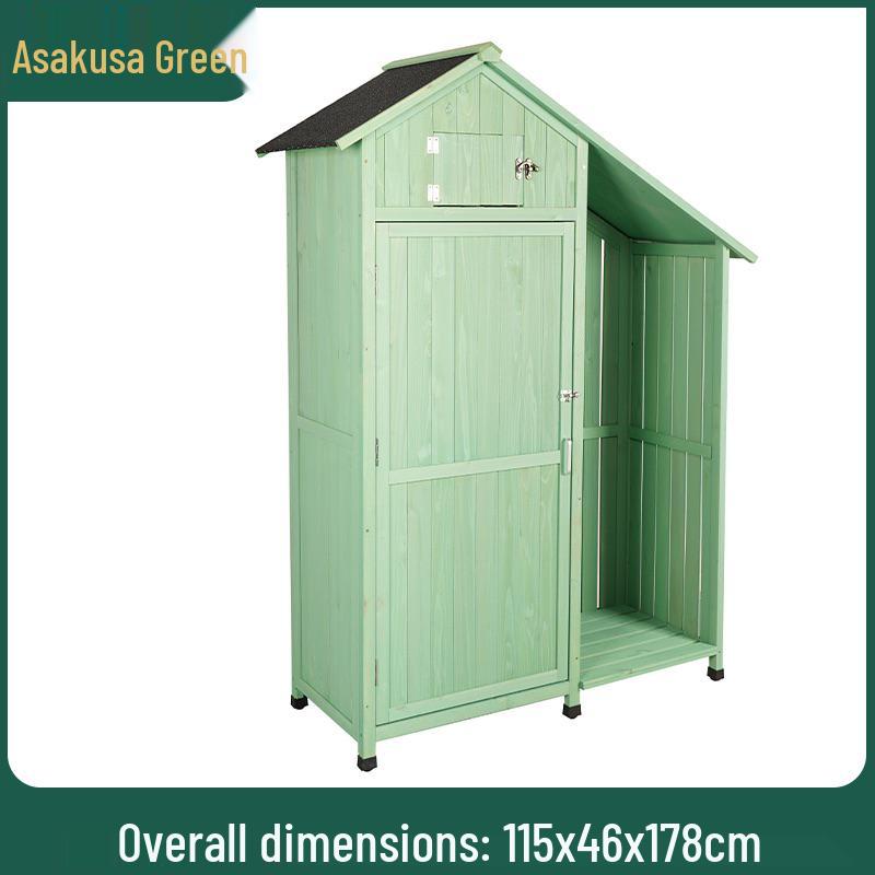 Waterproof Outdoor Wooden Storage Cabinet for Garden Tools - Anti-Corrosion and Sun Protection, Ideal for Courtyard and Balcony Use.