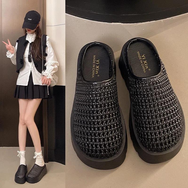 Dammode Tofflor Platåsula Gör En Läckande Ovandel Täcker Tån Damtofflor Andningsbara Klänning Koncisa Zapatillas De Mujer