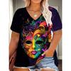T-shirt Imprimé Masque pour Femme Grande Taille