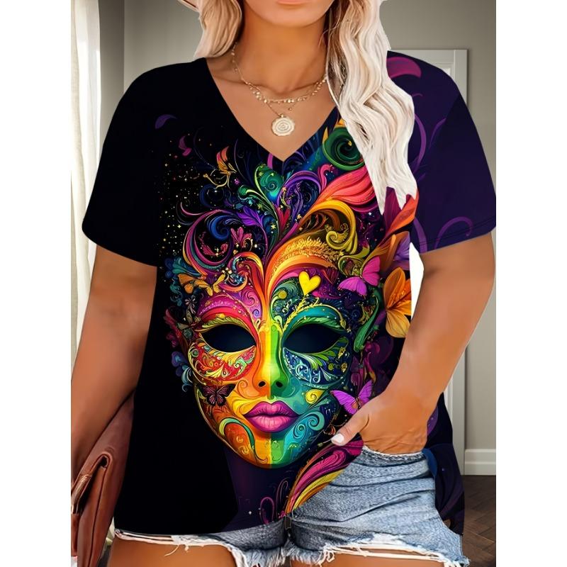 Plus Size Women s Mask Print T-Shirt S