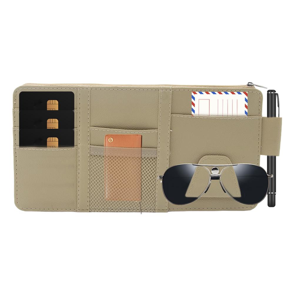 

Держатель солнцезащитных очков на козырек автомобиля, кожаный органайзер для салона автомобиля, многофункциональные автомобильные аксессуары, держатель солнцезащитных очков, обтекаемый бежевый